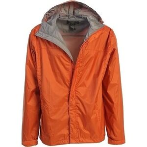 Men's Waterproof Rain Jacket‎ With Mesh Lining and Carrying Bag - Large - Orange